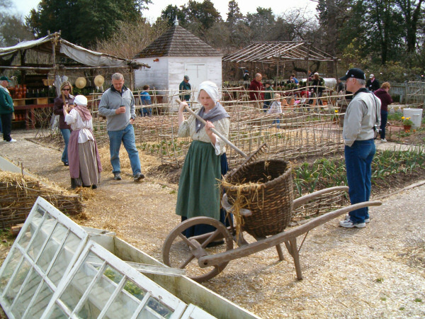 Girls working in the garden.