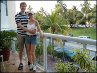 Sasha and I on a balcony of the hotel.