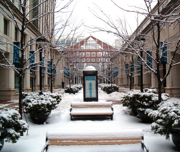 The street in front of our apartment building, Courthouse Plaza.