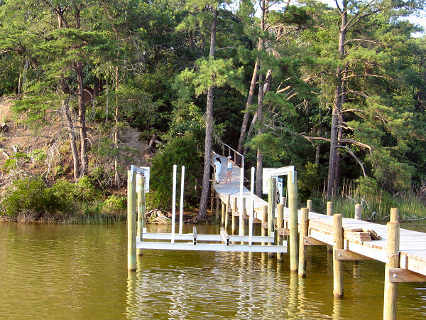 The dock, with Rosa and Sasha.