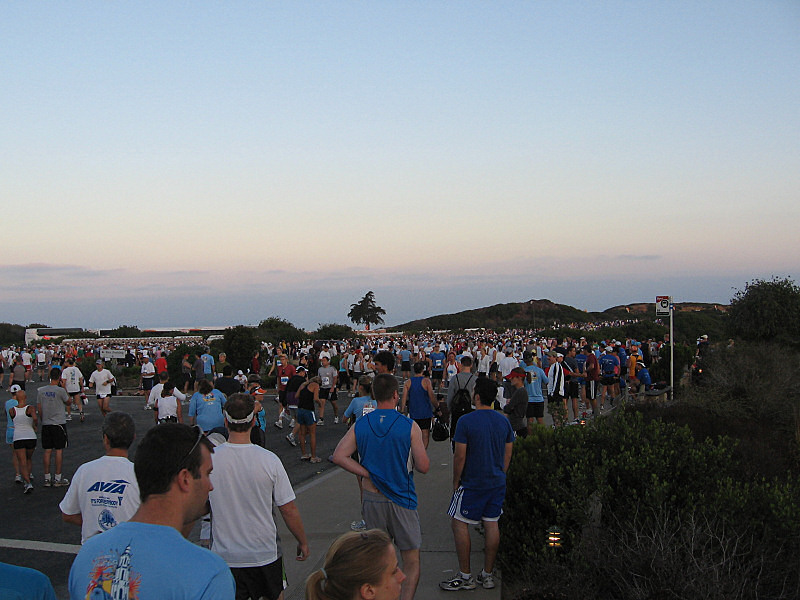 Crowd at the start of the half marathon.