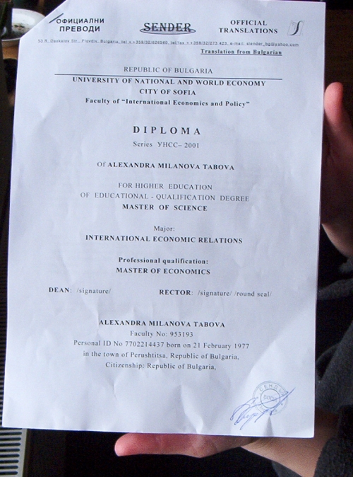 University diploma.
